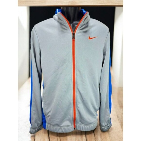 Nike Dri-Fit Mens Gray & Blue Full-Zip Jacket Small - Picture 1 of 8